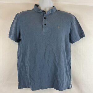 All Saints Men's Polo Shirt M Blue Short Sleeve